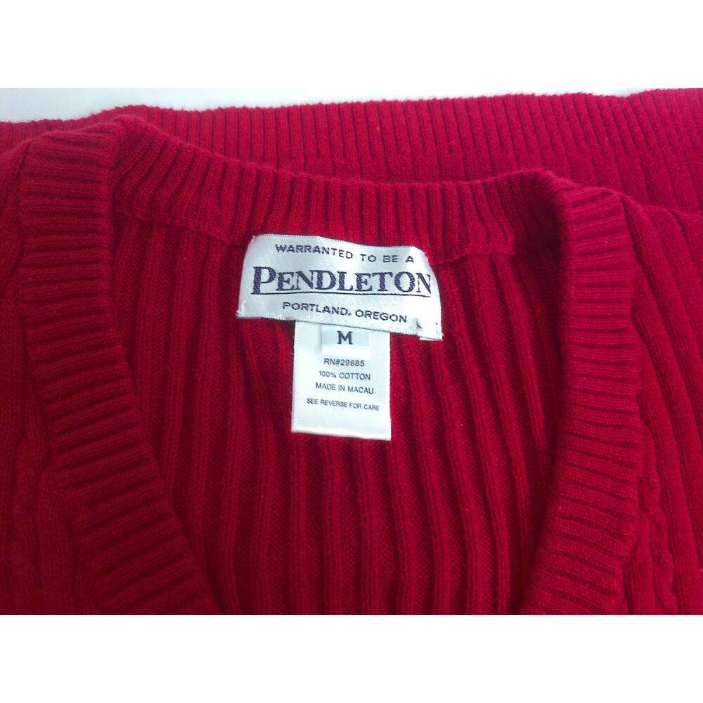 Vintage Pendleton Basic Red Cotton Cable Sweater … - image 3
